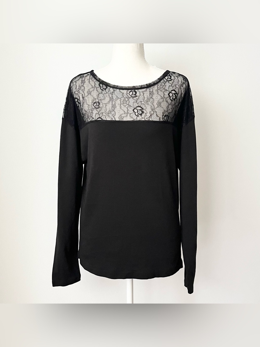 Cosabella Women's Pajama Top Long Sleeve Black Lace Size M Pima Cotton Comfy